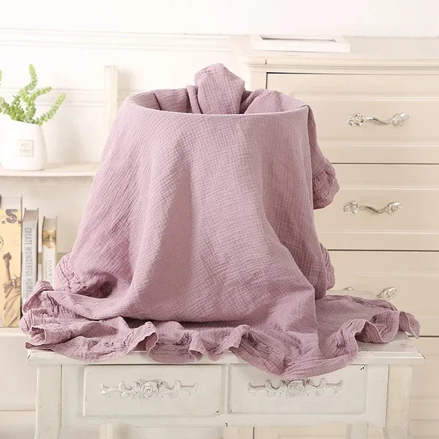 Zhejiang Ruffled Muslin Baby Swaddle Blankets 100 Cotton